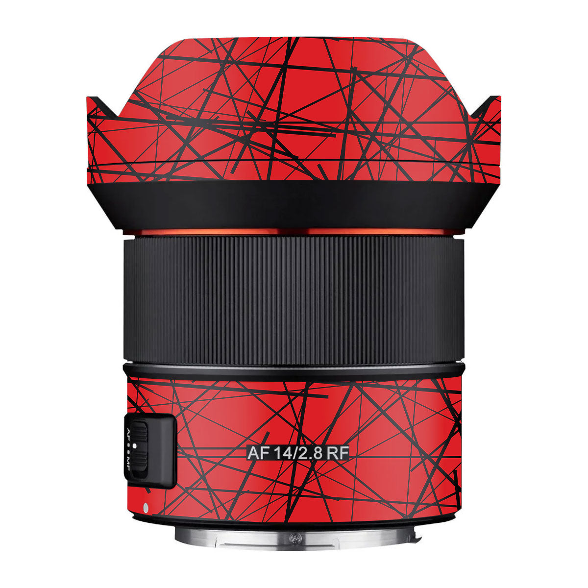 Textured Red Chaos Line Samyang AF 14mm F/2.8 RF Camera Lens Skin