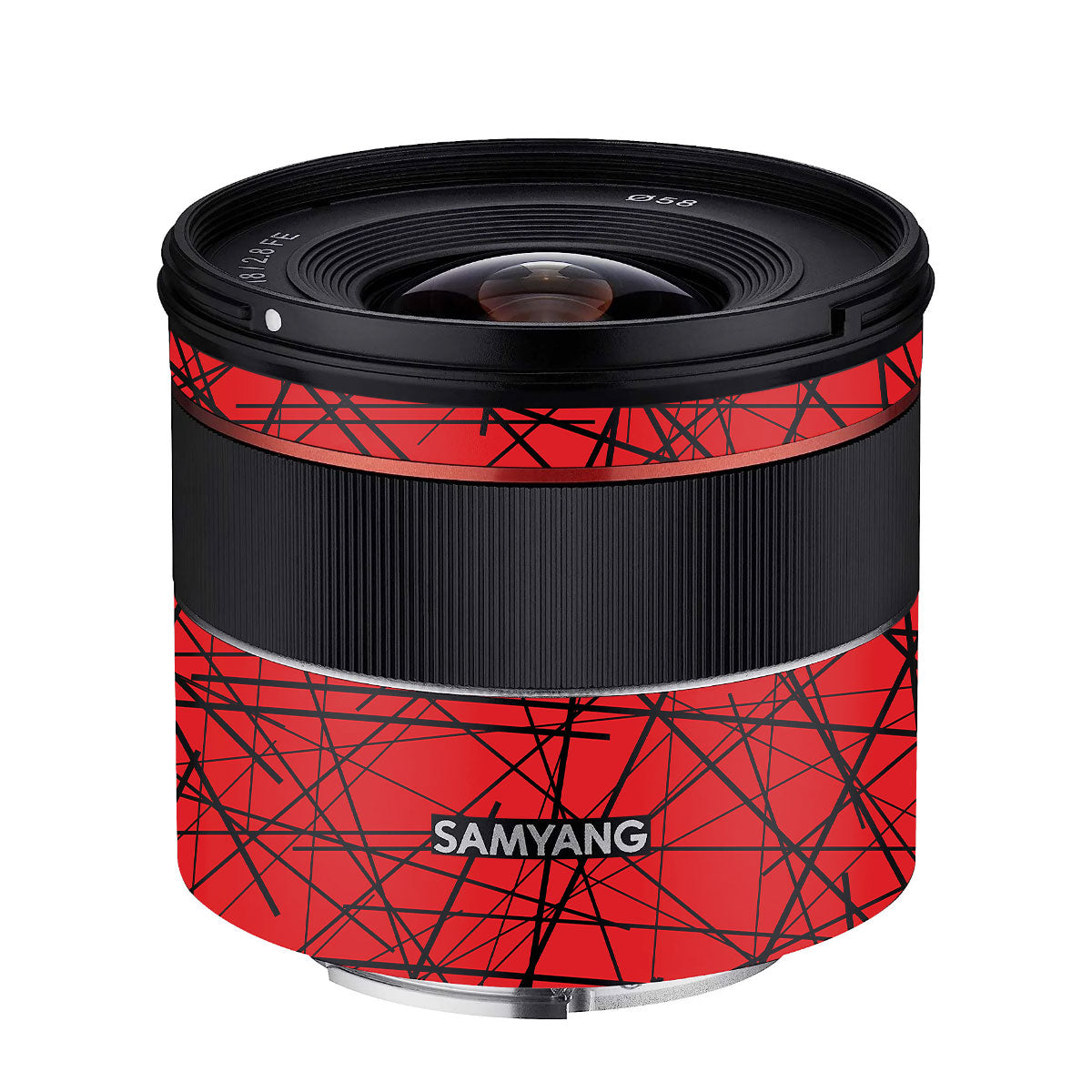 Textured Red Chaos Line Samyang FE 18mm F/2.8 Camera Lens Skin