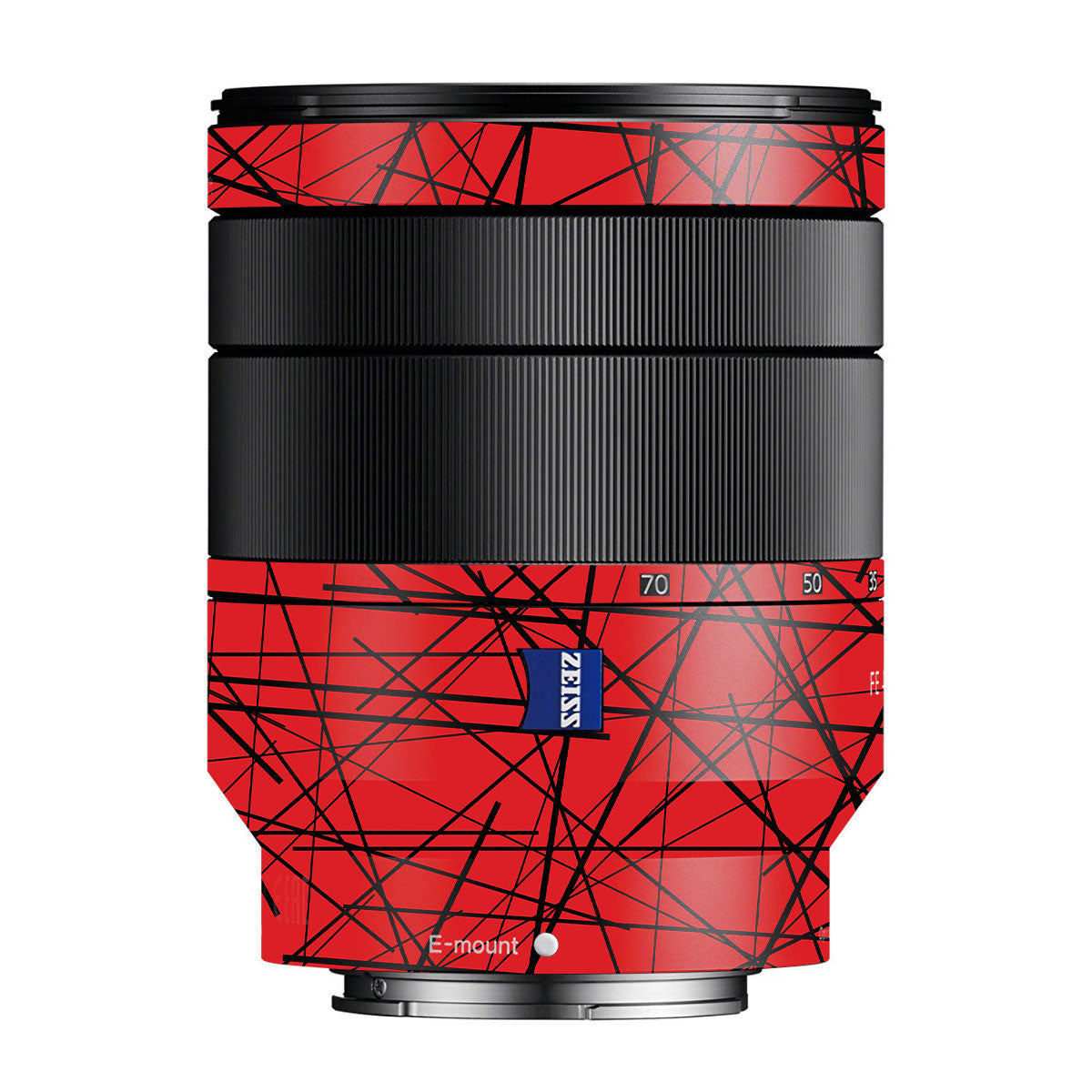 Textured Red Chaos Line Zeiss Vario-Tessar FE 24-70mm F/4 ZA OSS Sony E Camera Lens Skin