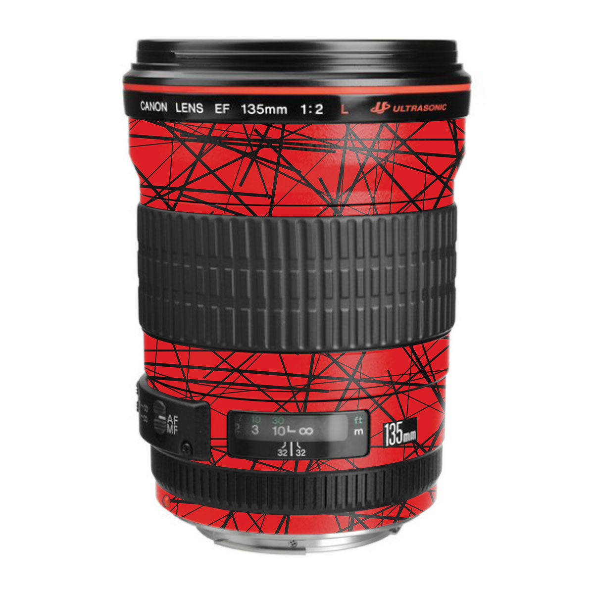 Textured Red Chaos Line Canon EF 135mm F/2L USM Camera Lens Skin
