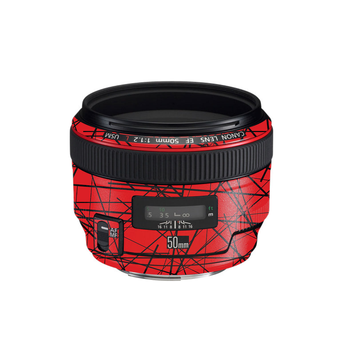 Textured Red Chaos Line Canon EF 50mm F/1.2 L USM Camera Lens Skin