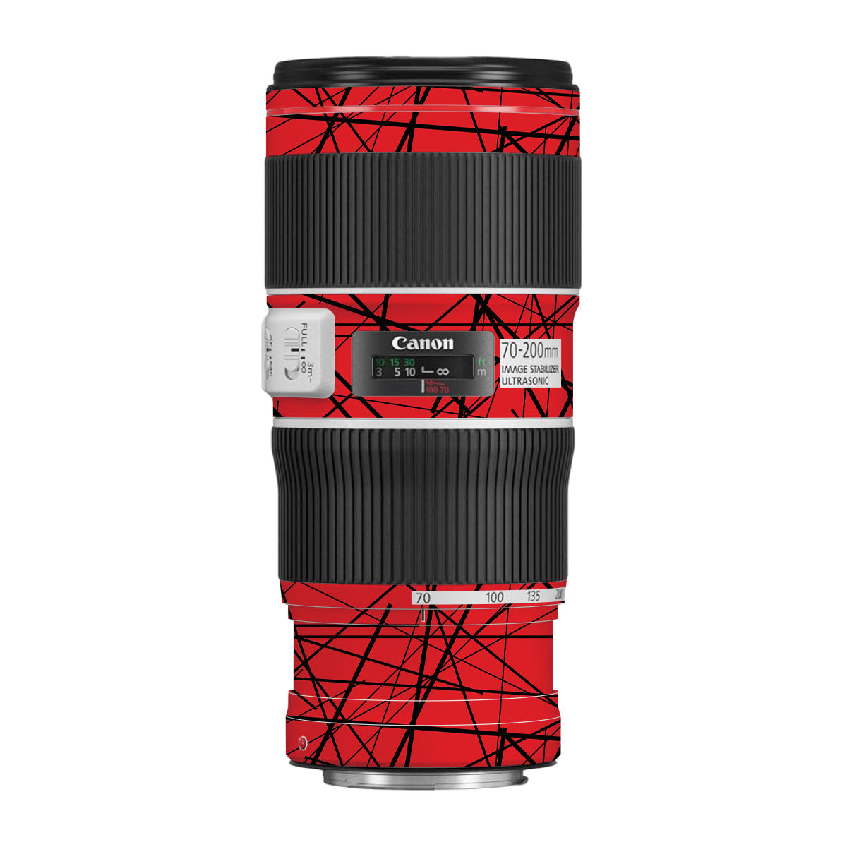 Textured Red Chaos Line Canon EF 70-200 F/4L IS II USM Camera Lens Skin