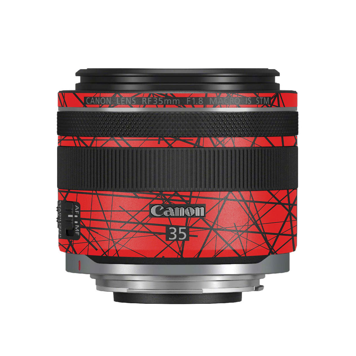 Textured Red Chaos Line Canon RF 35mm F/1.8 Macro Camera Lens Skin