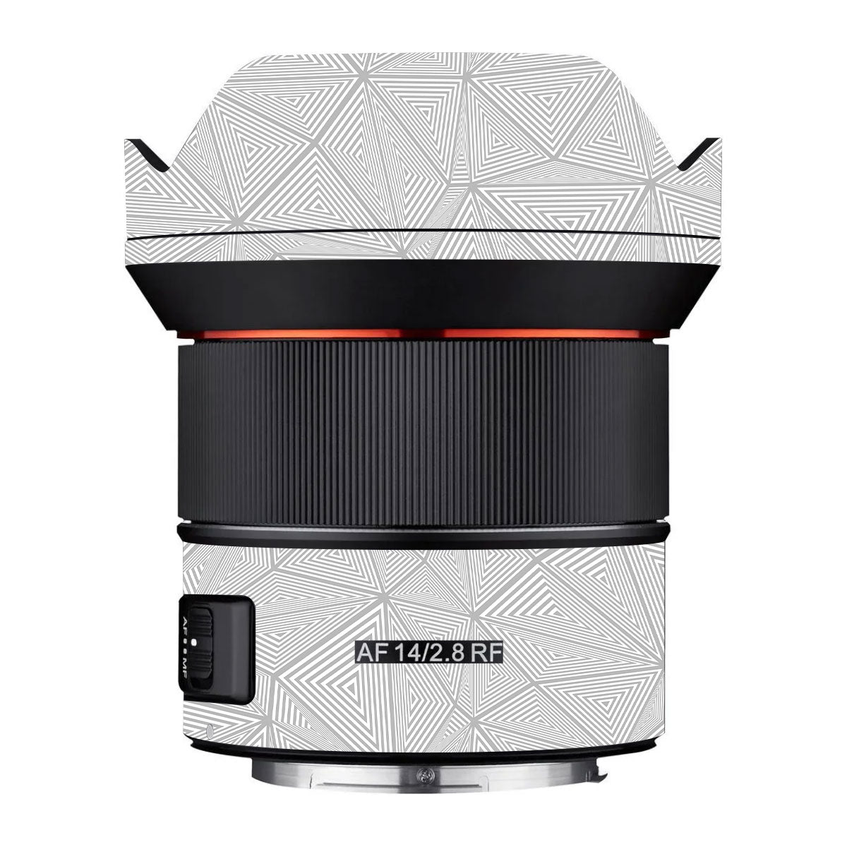 Textured Silver Prism Geometric Samyang AF 14mm F/2.8 RF Camera Lens Skin