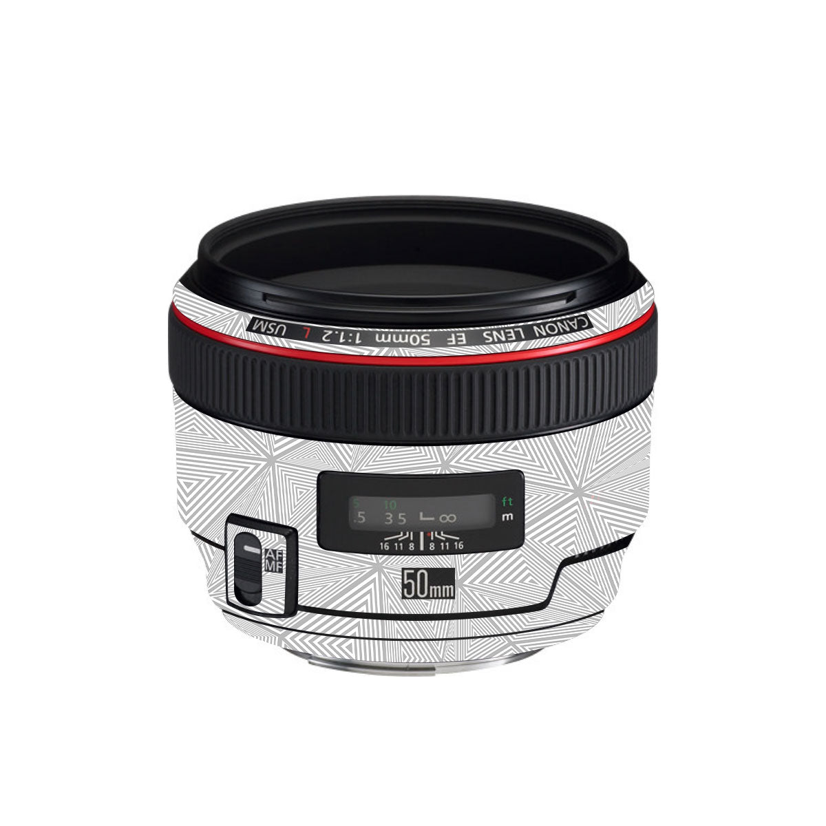 Textured Silver Prism Geometric Canon EF 50mm F/1.2 L USM Camera Lens Skin