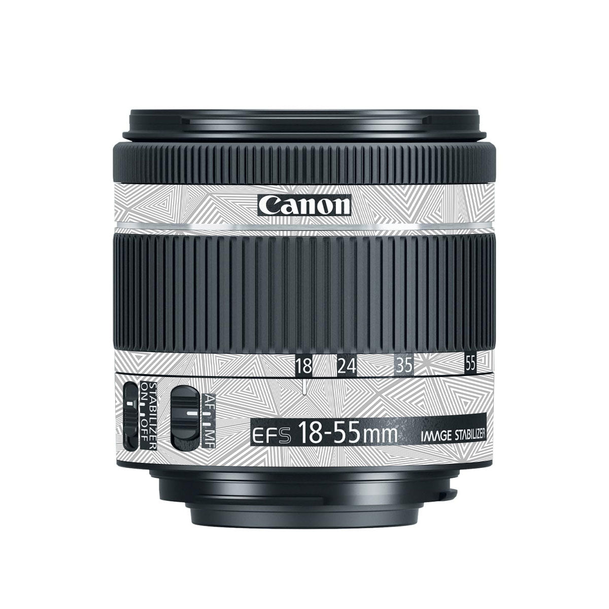 Textured Silver Prism Geometric Canon EF-S 18-55mm F/4-5.6 IS STM Camera Lens Skin
