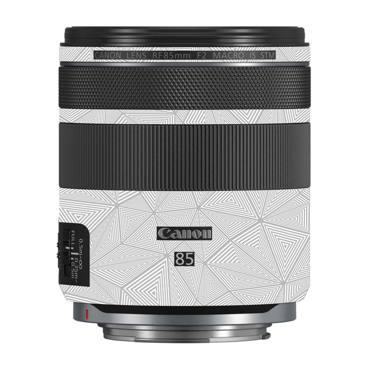 Textured Silver Prism Geometric Canon RF 85mm F/2 Macro IS STM Camera Lens Skin