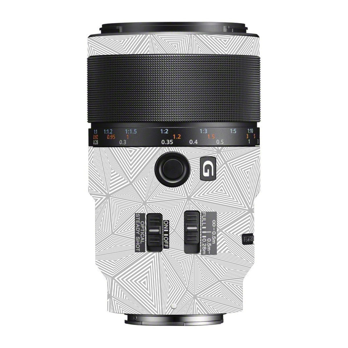 Textured Silver Prism Geometric Sony FE 90mm F/2.8 Macro OSS Camera Lens Skin