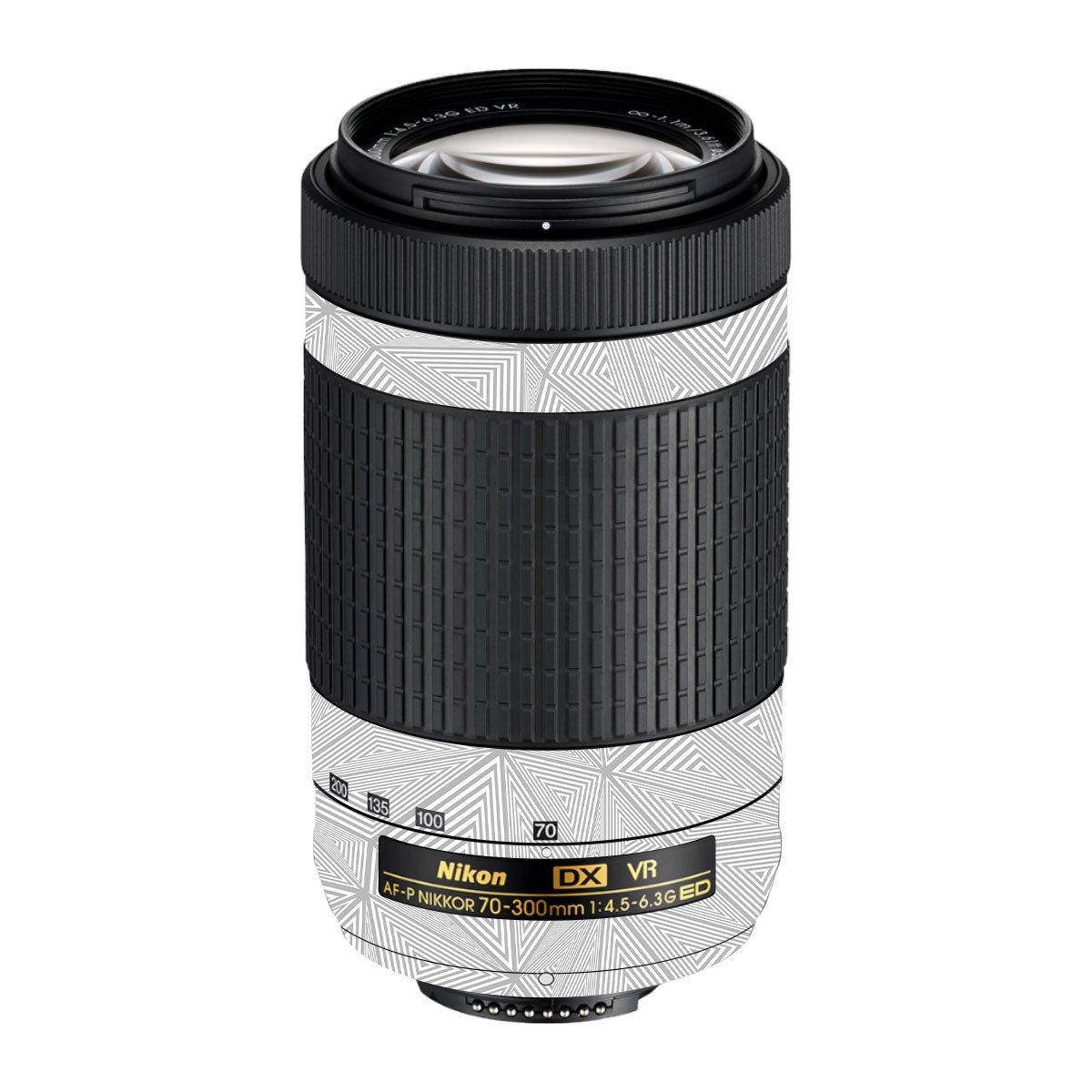 Textured Silver Prism Geometric Nikon AF-P Nikkor 70-300mm F/4.5-6.3G ED VR Camera Lens Skin