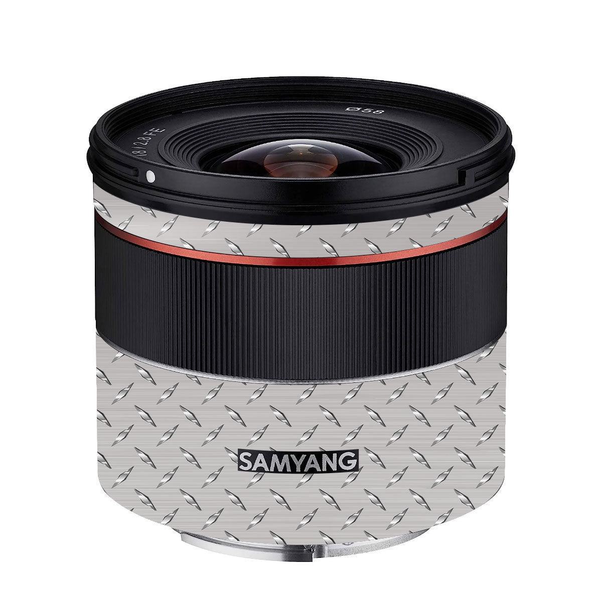 Textured Silver Tread Samyang FE 18mm F/2.8 Camera Lens Skin
