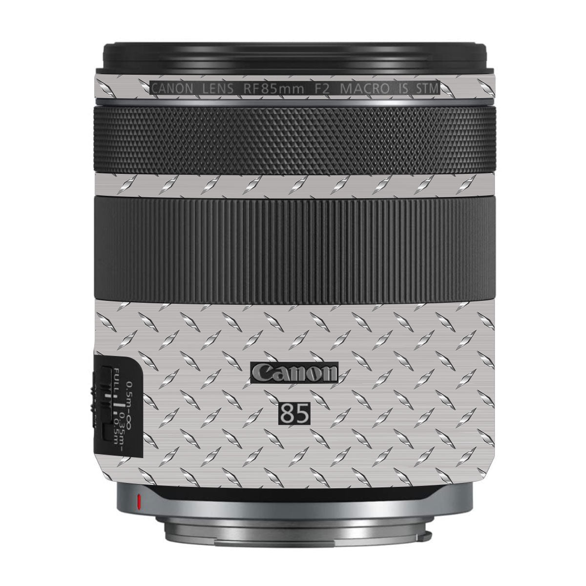 Textured Silver Tread Canon RF 85mm F/2 Macro IS STM Camera Lens Skin