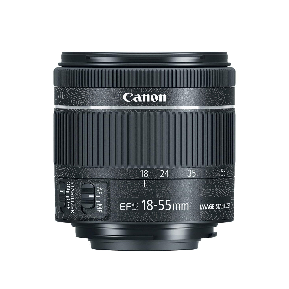 Textured Stealth Slate Canon EF-S 18-55mm F/4-5.6 IS STM Camera Lens Skin