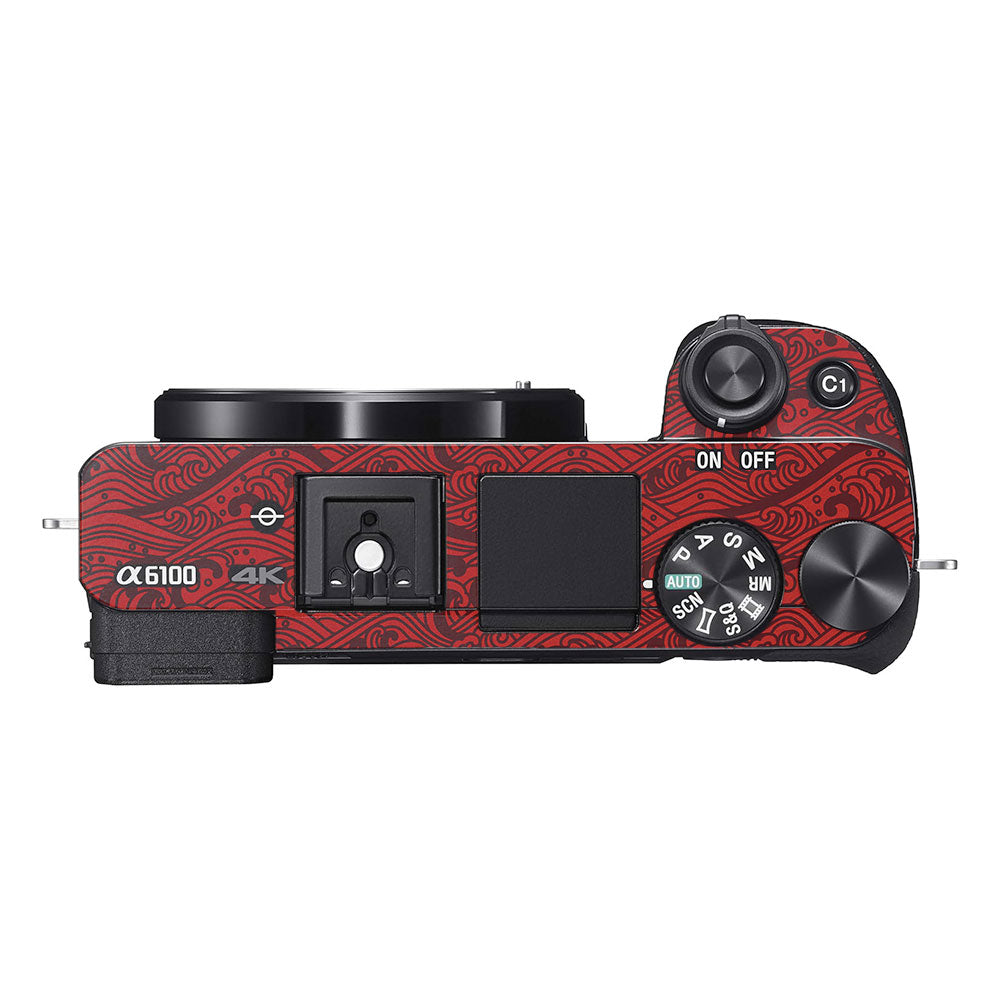 Textured Crimson Wave Sony A6100 Camera Skin