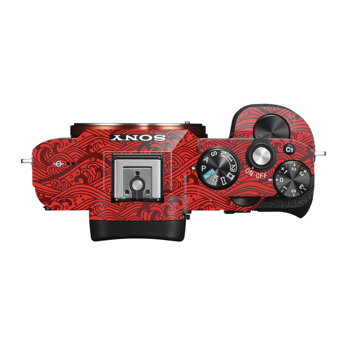 Textured Crimson Wave Sony A7 V Camera Skin