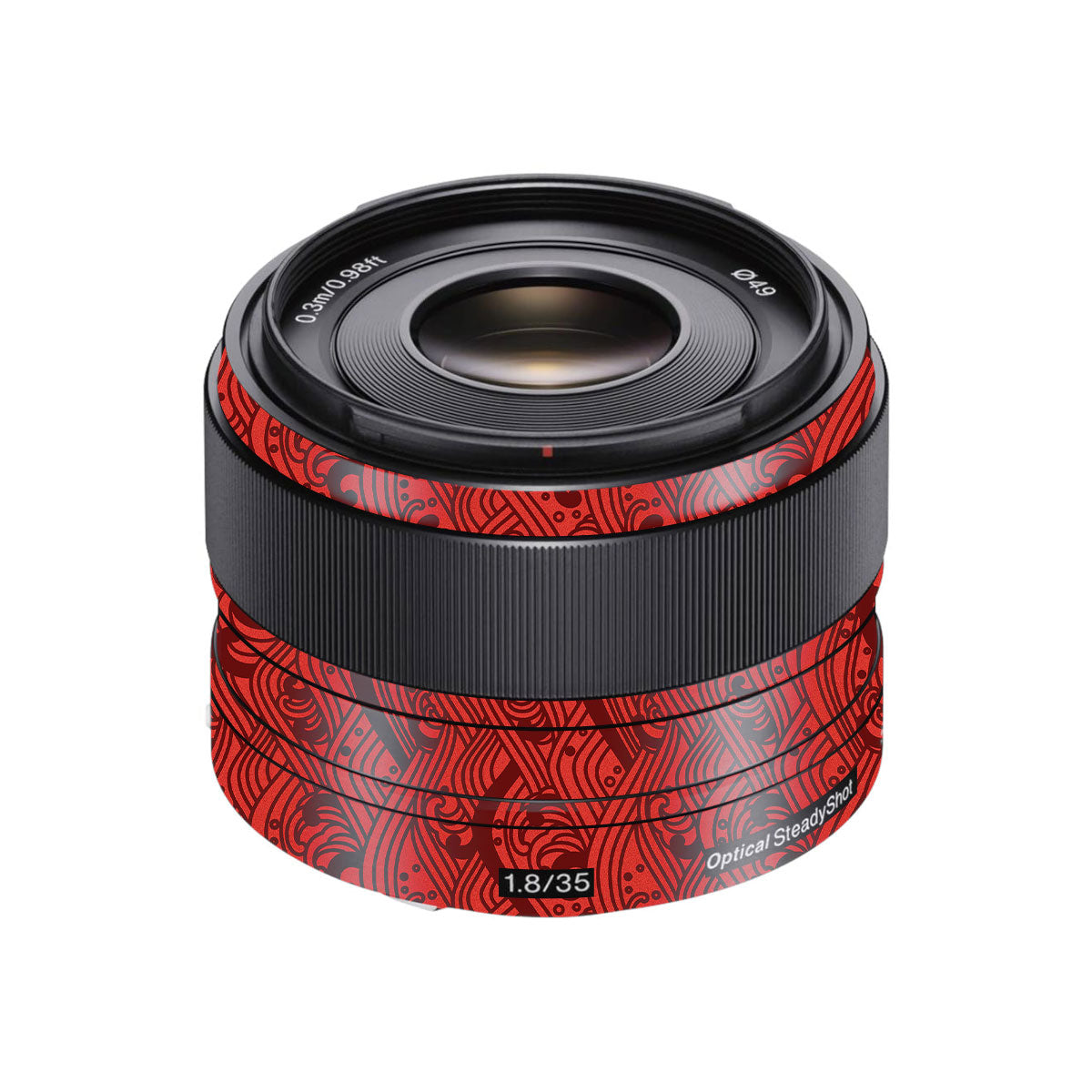 Textured Crimson Wave Sony E 35mm F/1.8 Camera Lens Skin