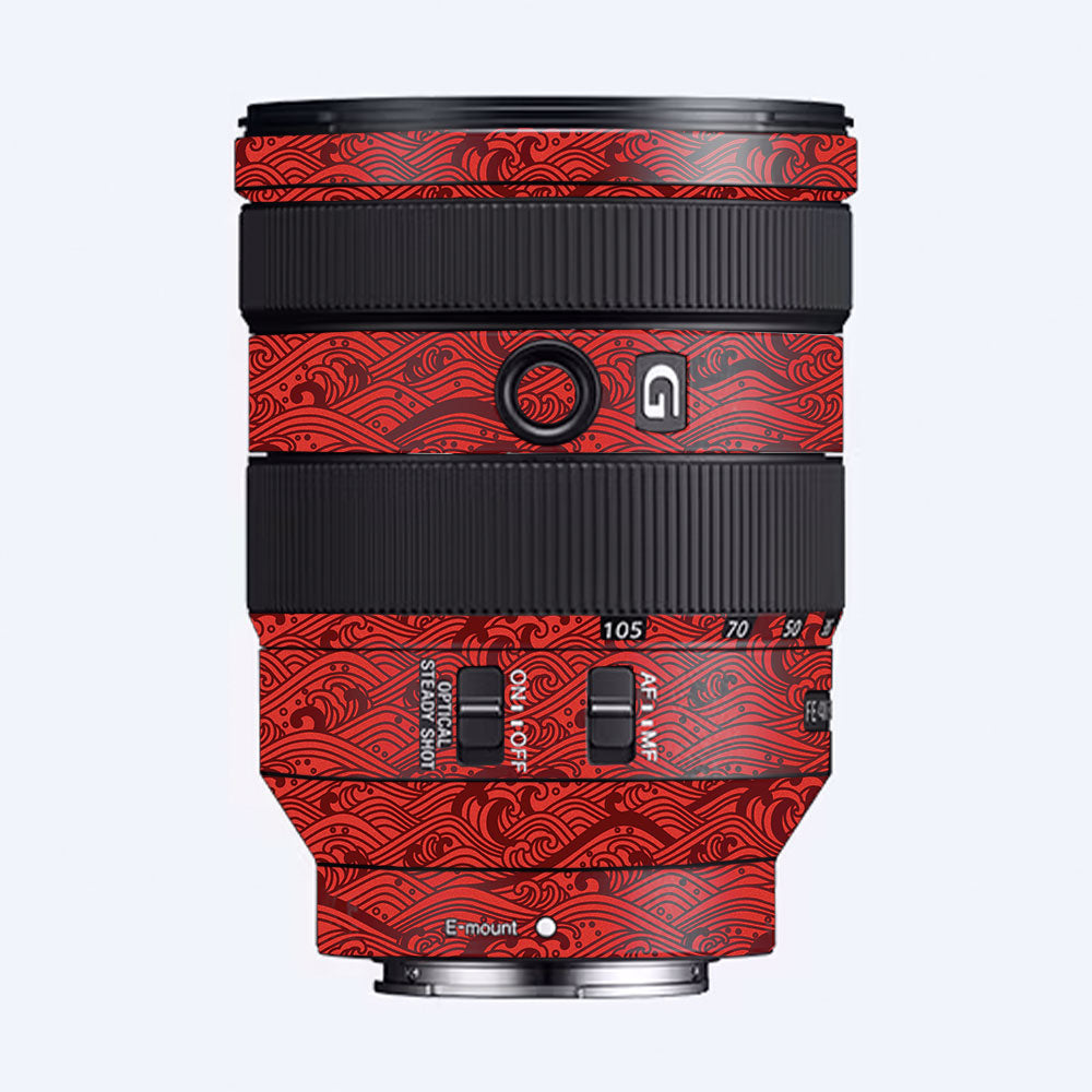 Textured Crimson Wave Sony FE 24-105mm f/4 G OSS Camera Lens Skin