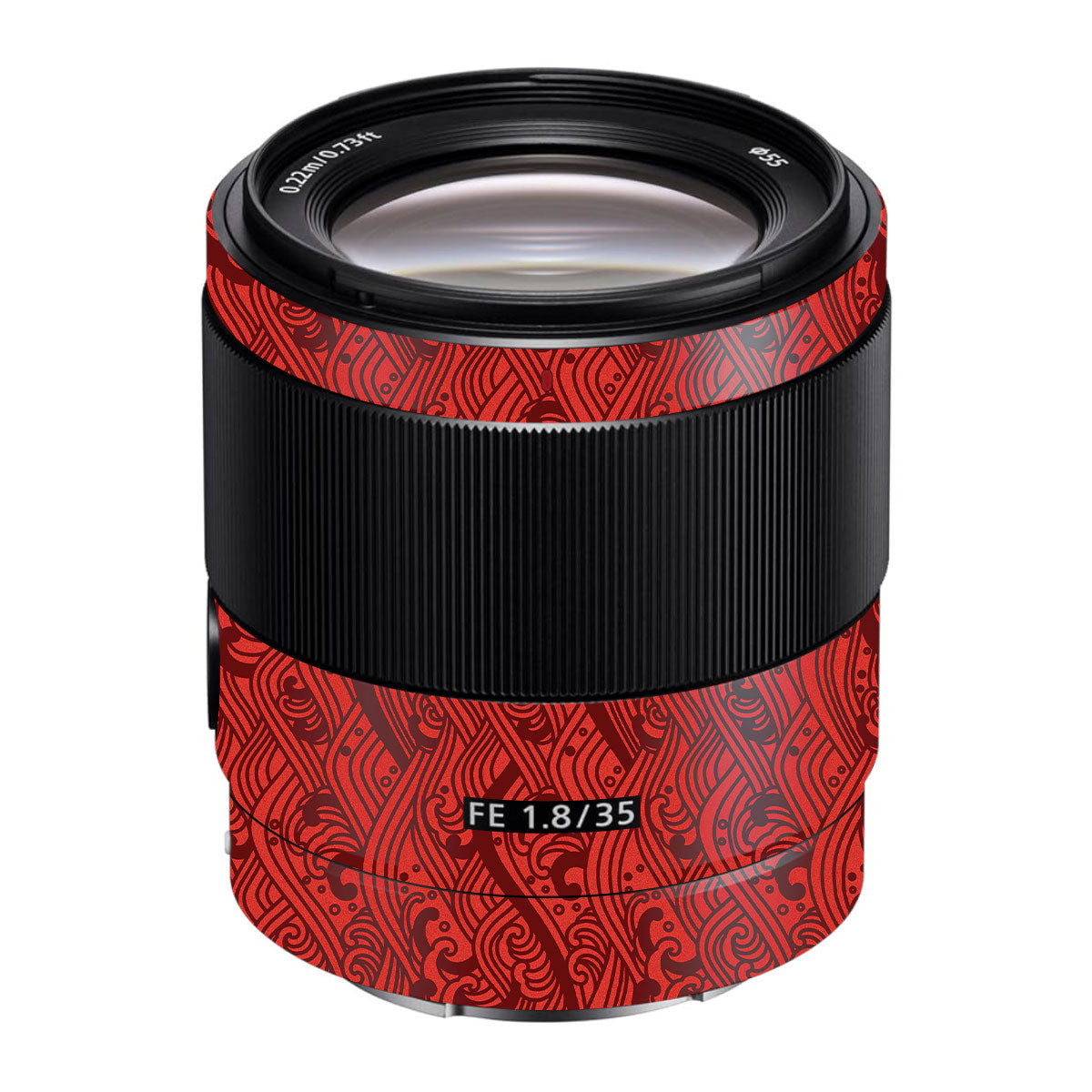 Textured Crimson Wave Sony FE 35mm F/1.8 Camera Lens Skin