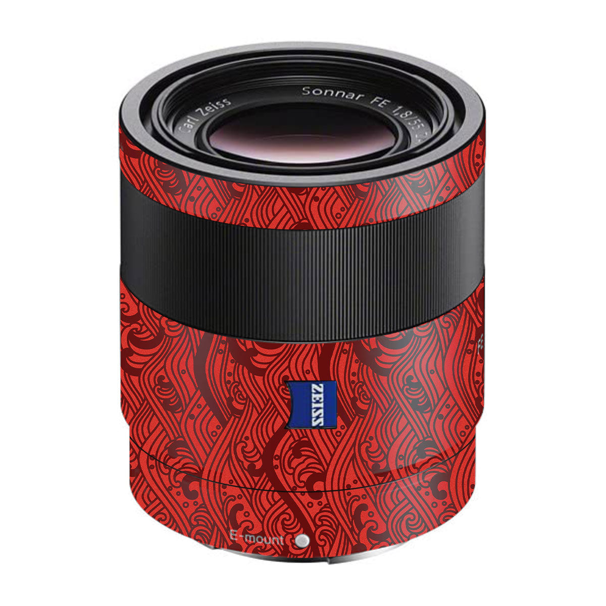 Textured Crimson Wave Sony FE 55mm F/1.8 ZA Camera Lens Skin