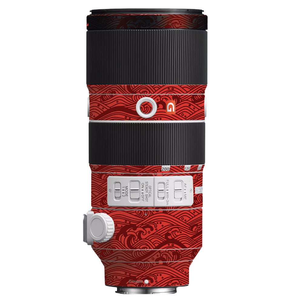 Textured Crimson Wave Sony FE 70-200mm f/2.8 GM OSS Camera Lens Skin