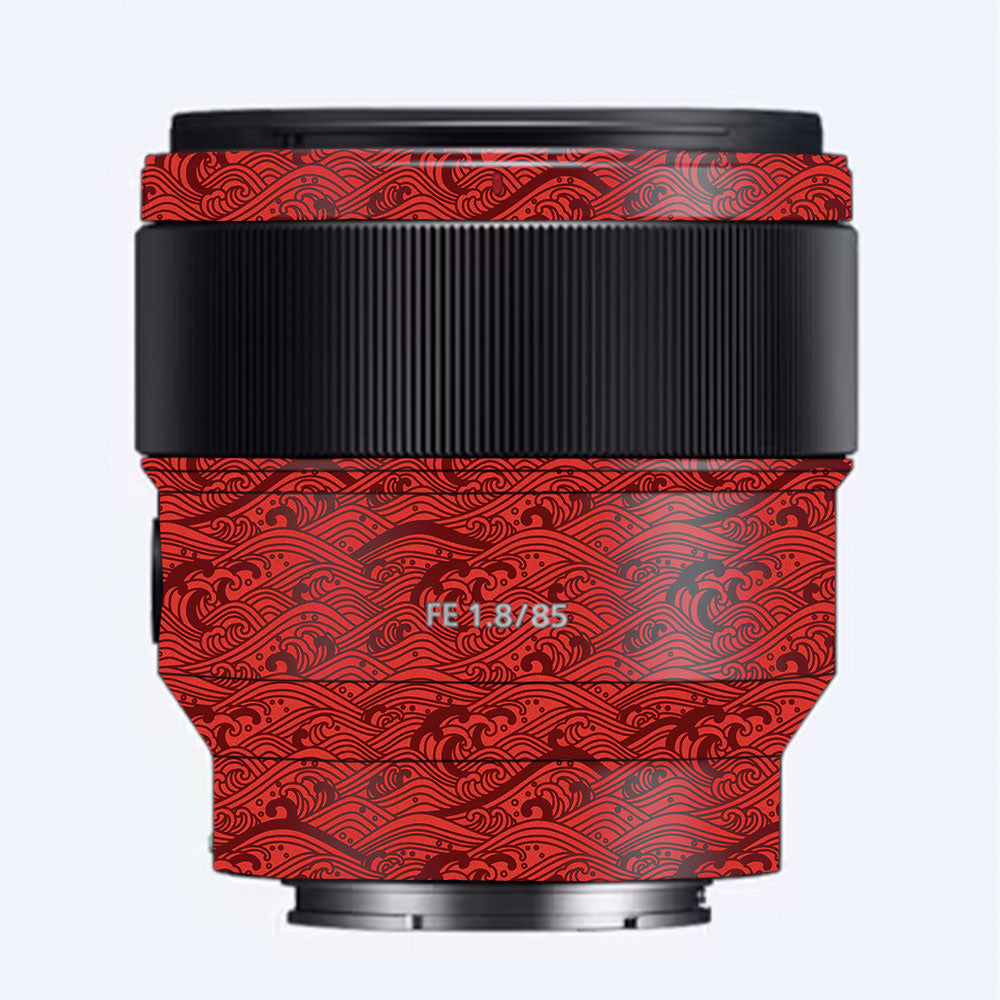 Textured Crimson Wave Sony FE 85mm f/1.8 Camera Lens Skin