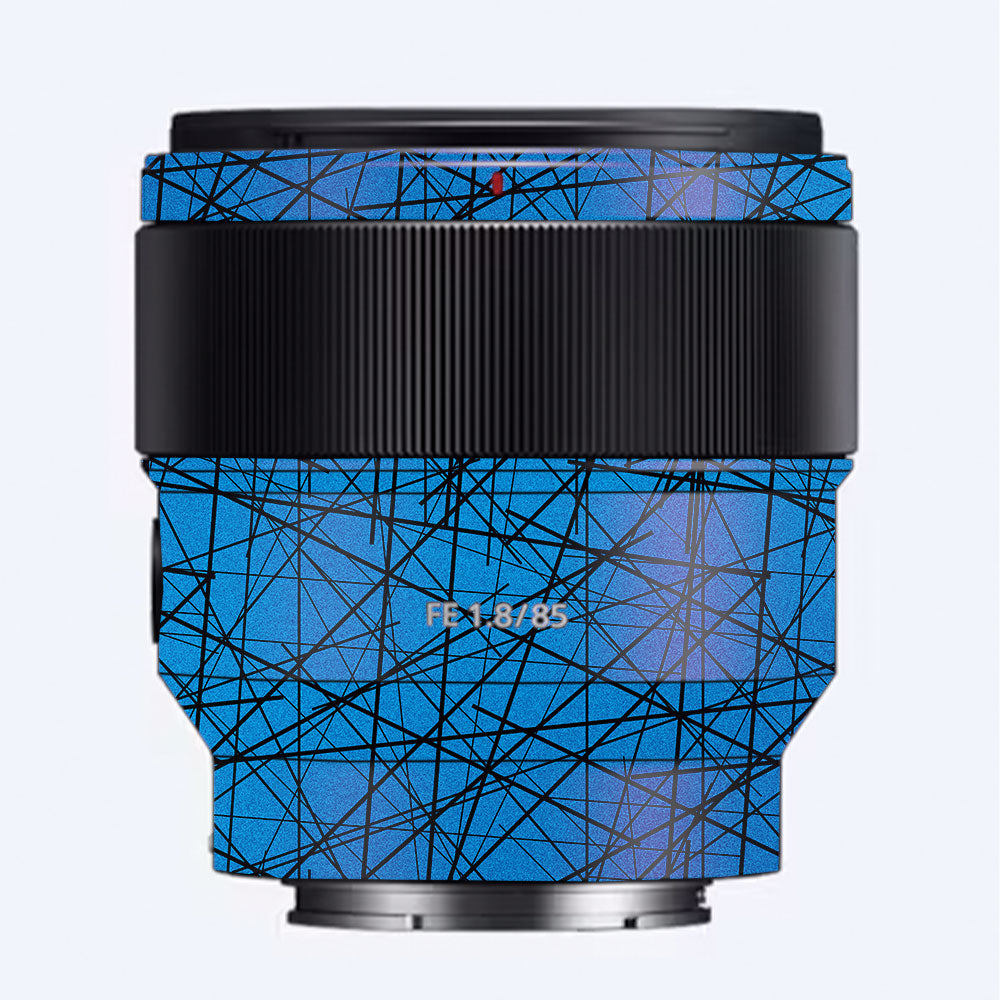 Textured Electric Blue Chaos Sony FE 85mm f/1.8 Camera Lens Skin