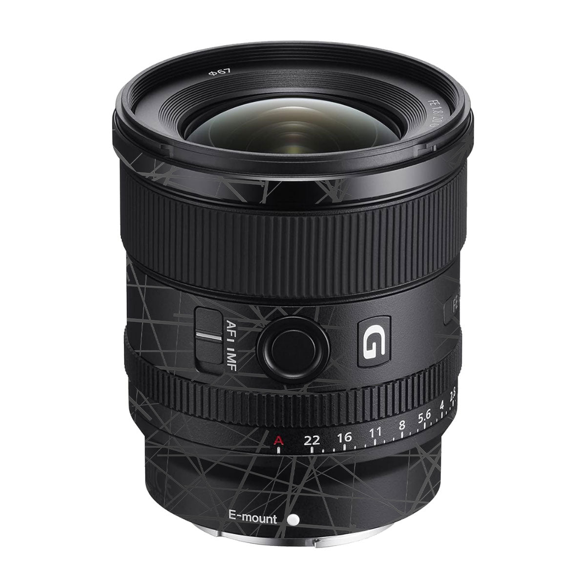 Textured Matte Graphite Sony FE 20mm F/1.8 G Camera Lens Skin