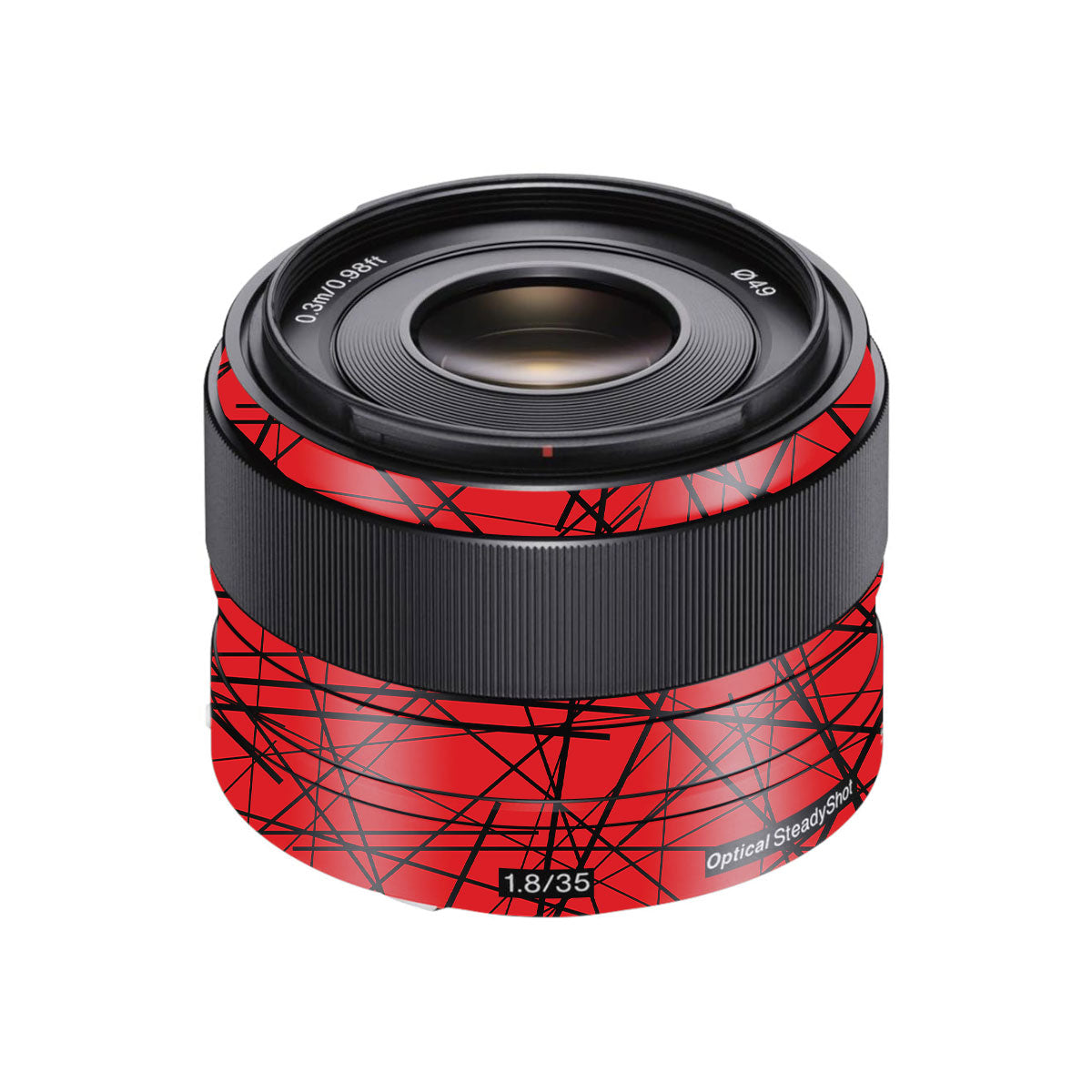 Textured Red Chaos Line Sony E 35mm F/1.8 Camera Lens Skin