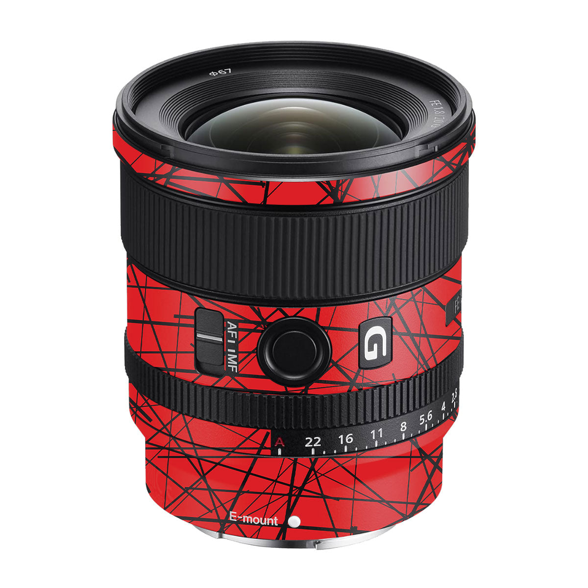 Textured Red Chaos Line Sony FE 20mm F/1.8 G Camera Lens Skin