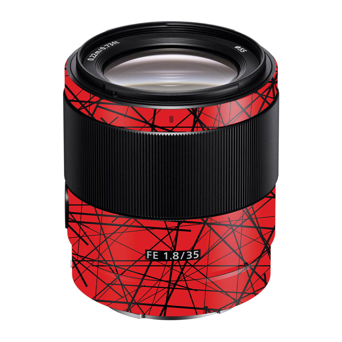 Textured Red Chaos Line Sony FE 35mm F/1.8 Camera Lens Skin
