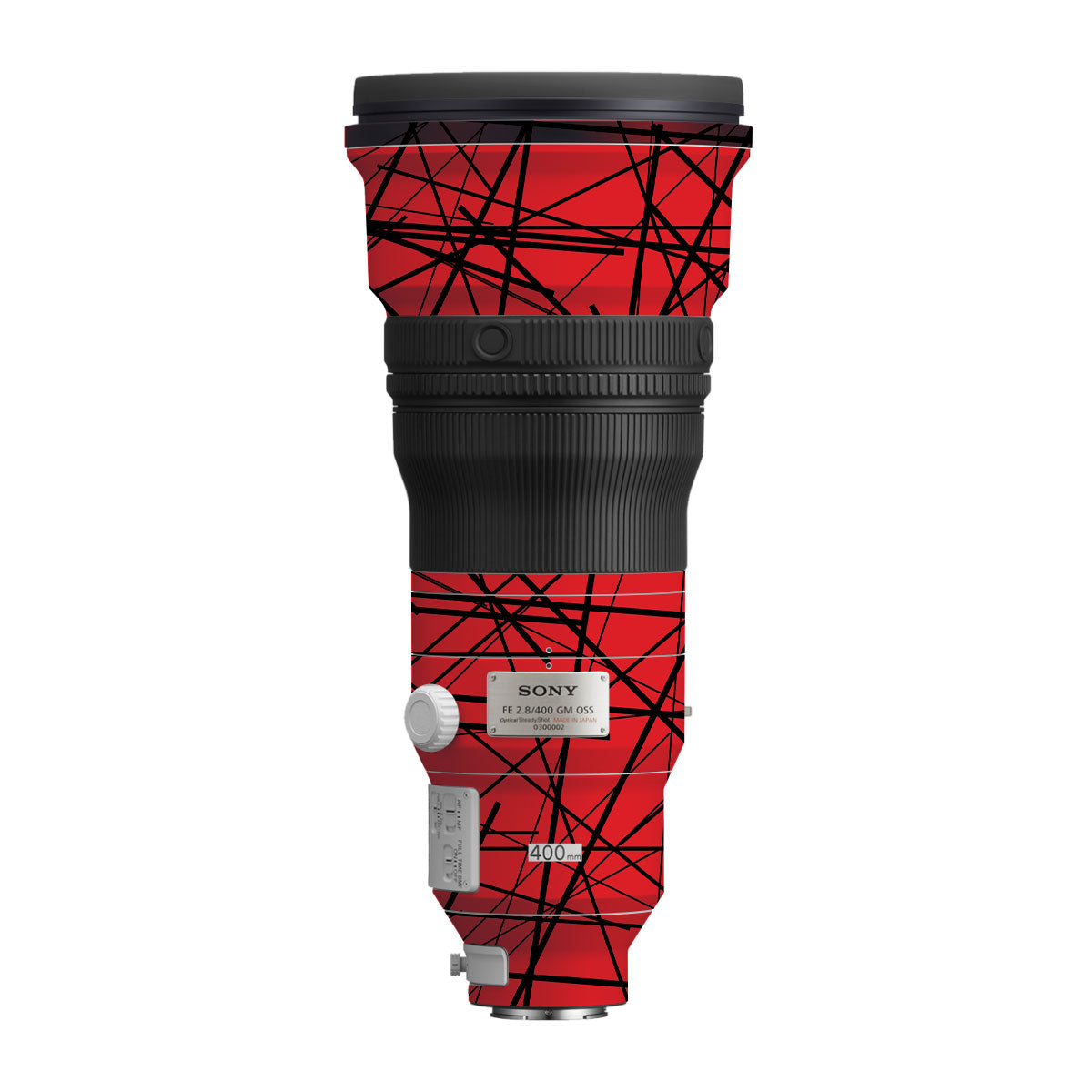 Textured Red Chaos Line Sony FE 400mm F/2.8 GM Camera Lens Skin