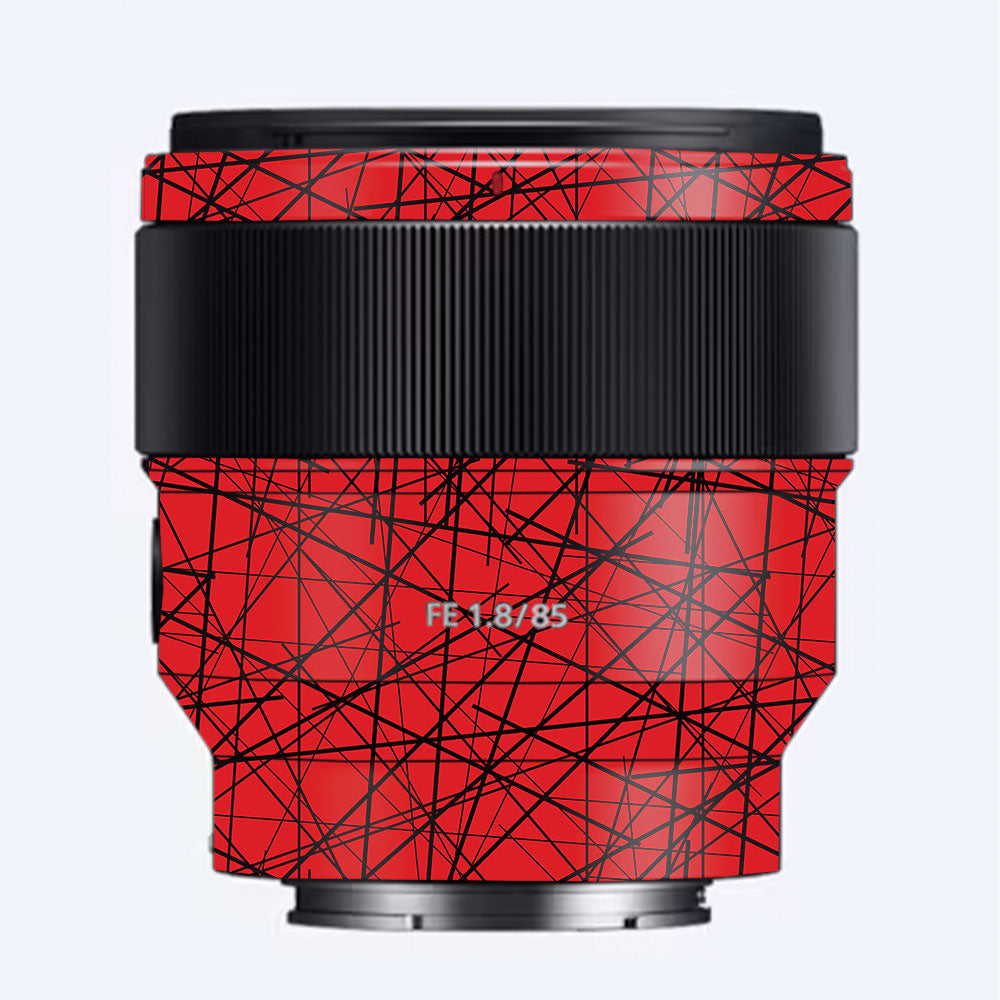 Textured Red Chaos Line Sony FE 85mm f/1.8 Camera Lens Skin