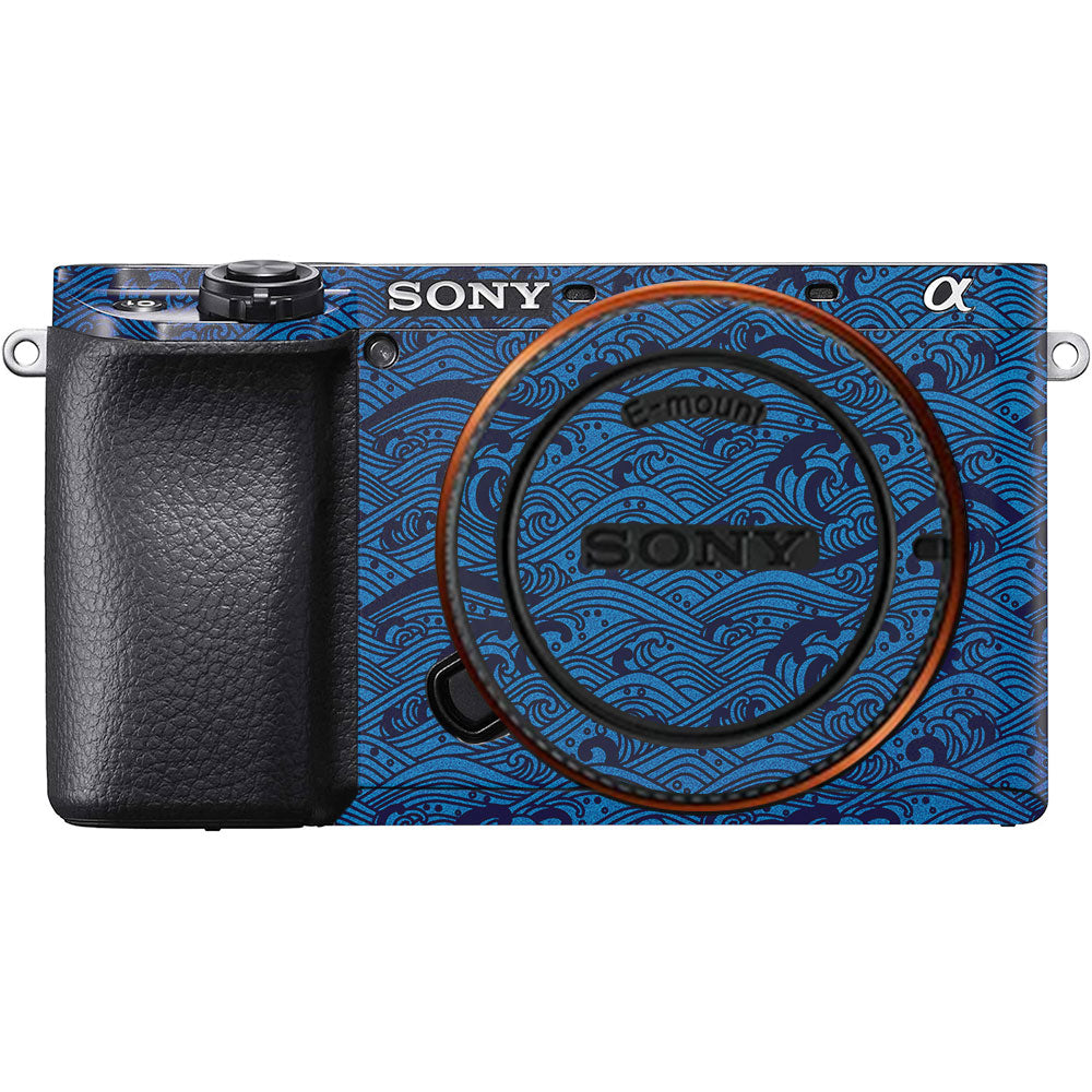 Textured Ocean Wave Blue Sony A6100 Camera Skin
