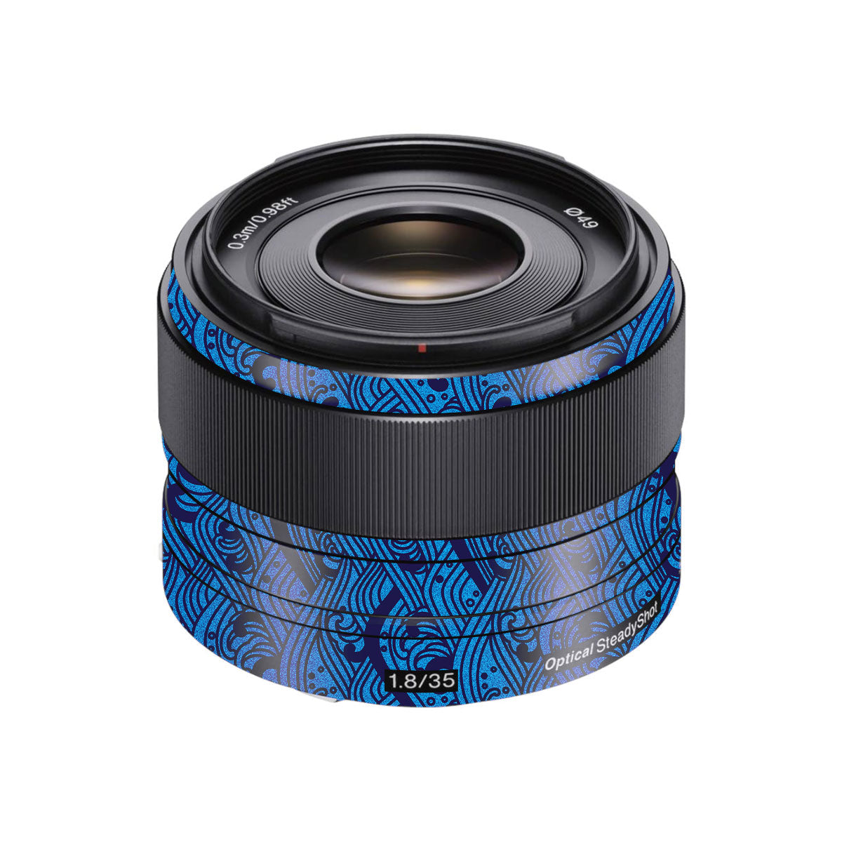 Textured Ocean Wave Blue Sony E 35mm F/1.8 Camera Lens Skin