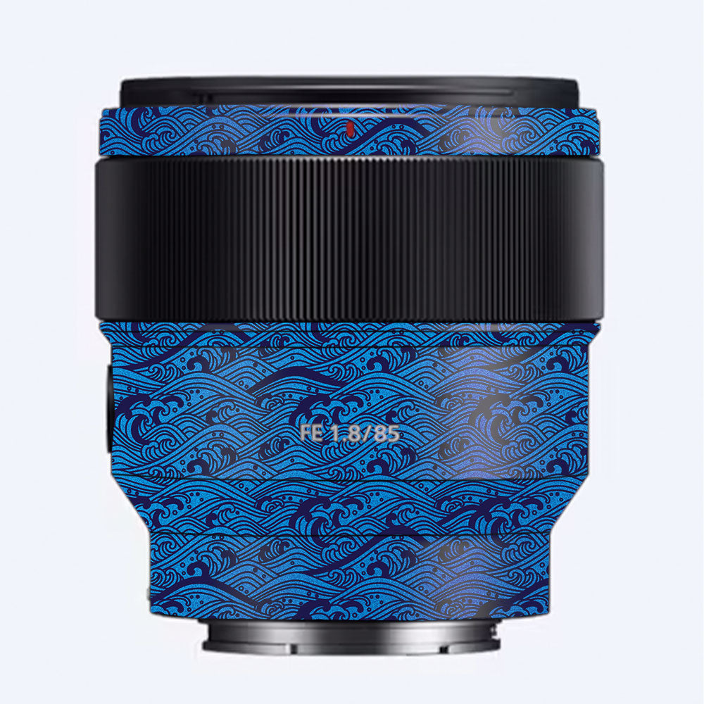 Textured Ocean Wave Blue Sony FE 85mm f/1.8 Camera Lens Skin