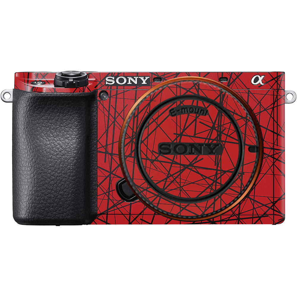 Textured Red Chaos Line Sony A6100 Camera Skin