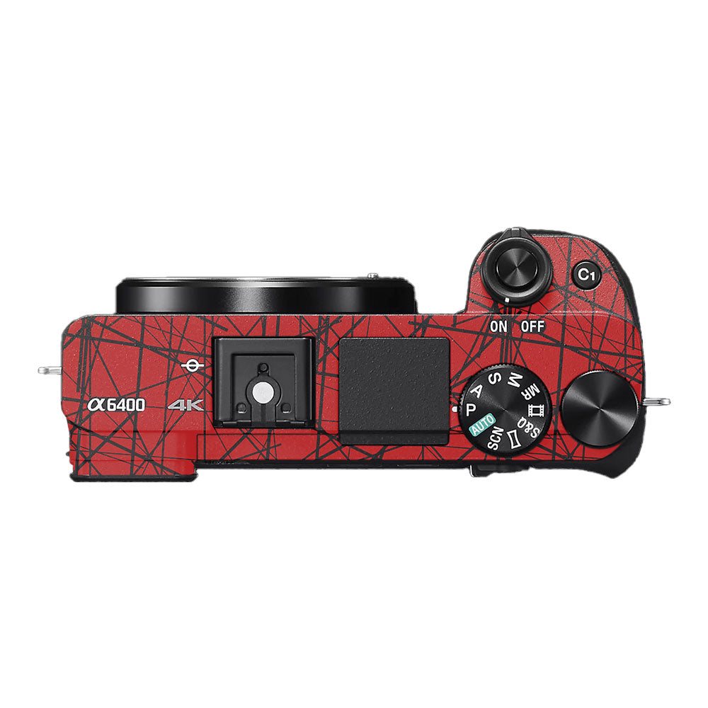 Textured Red Chaos Line Sony A6400 Camera Skin