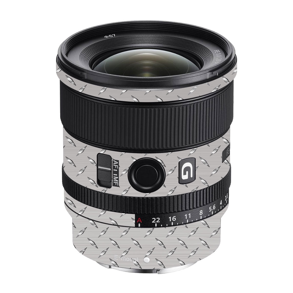 Textured Silver Tread Sony FE 20mm F/1.8 G Camera Lens Skin