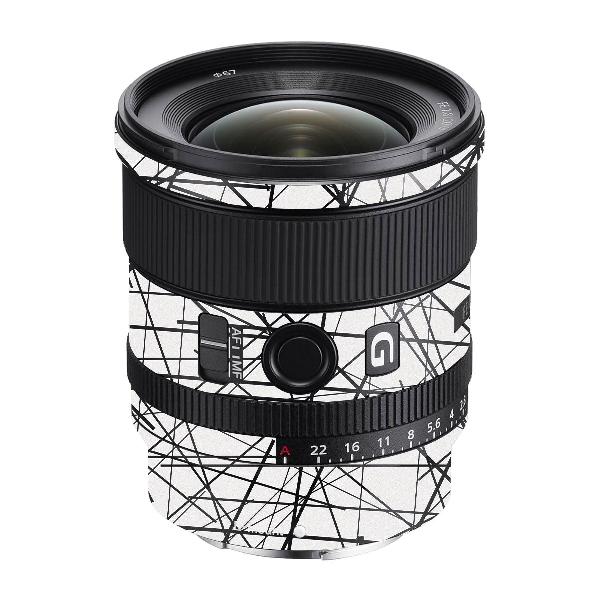 Textured White Chaos Line Sony FE 20mm F/1.8 G Camera Lens Skin
