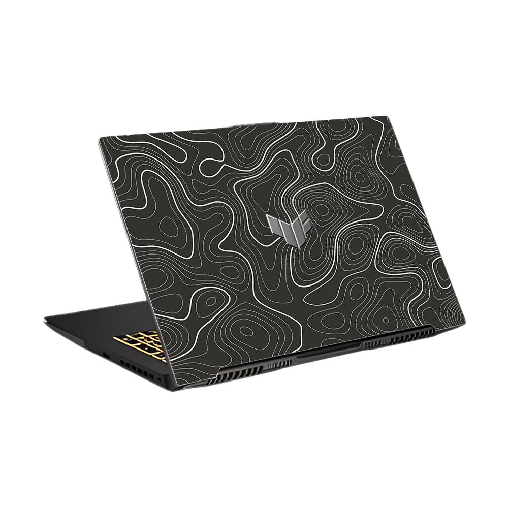 Grayscale Topographic Lines Asus TUF Gaming F17 FX707Z Laptop Skin