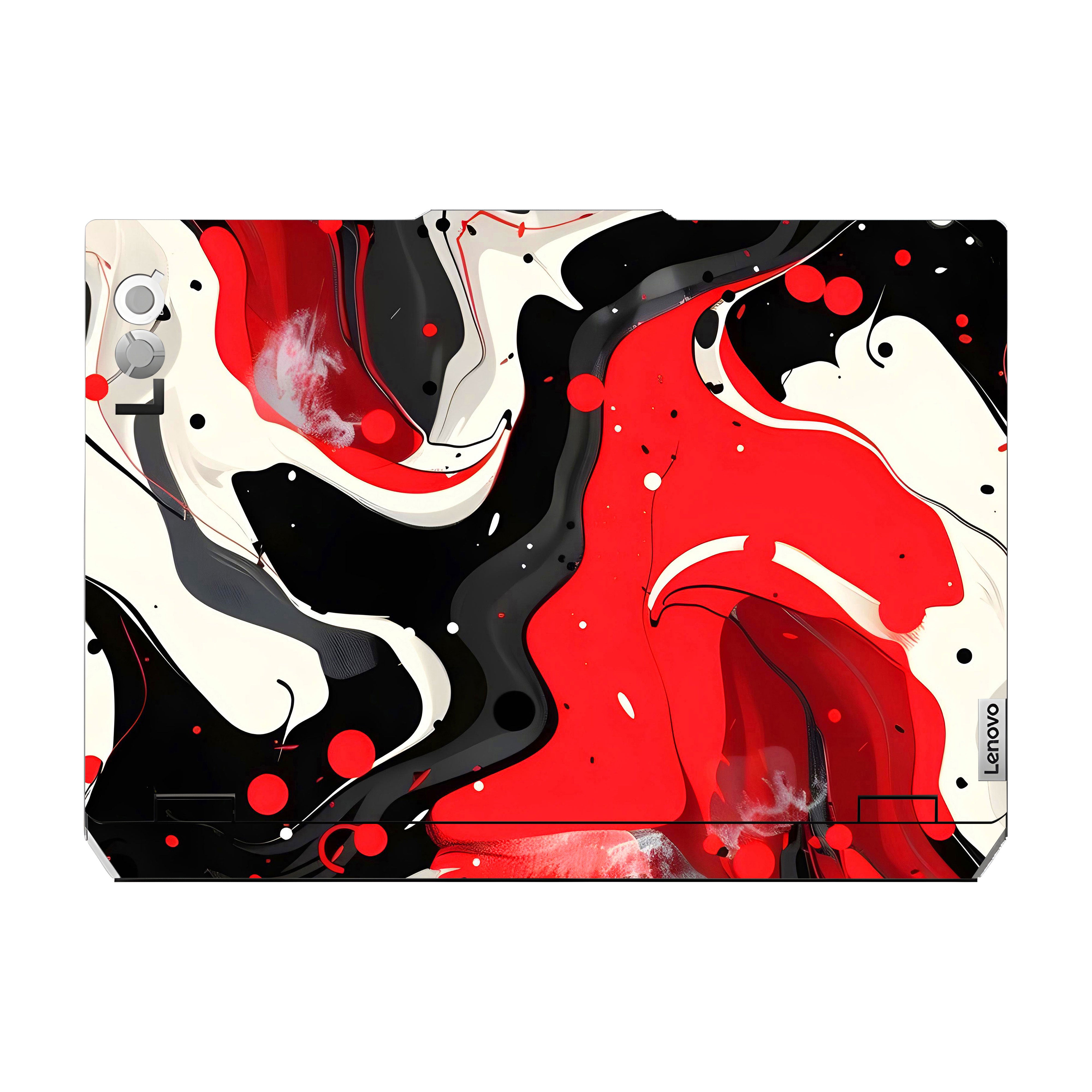 Red and White Paint Swirls Lenovo LOQ 2024 Laptop Skin