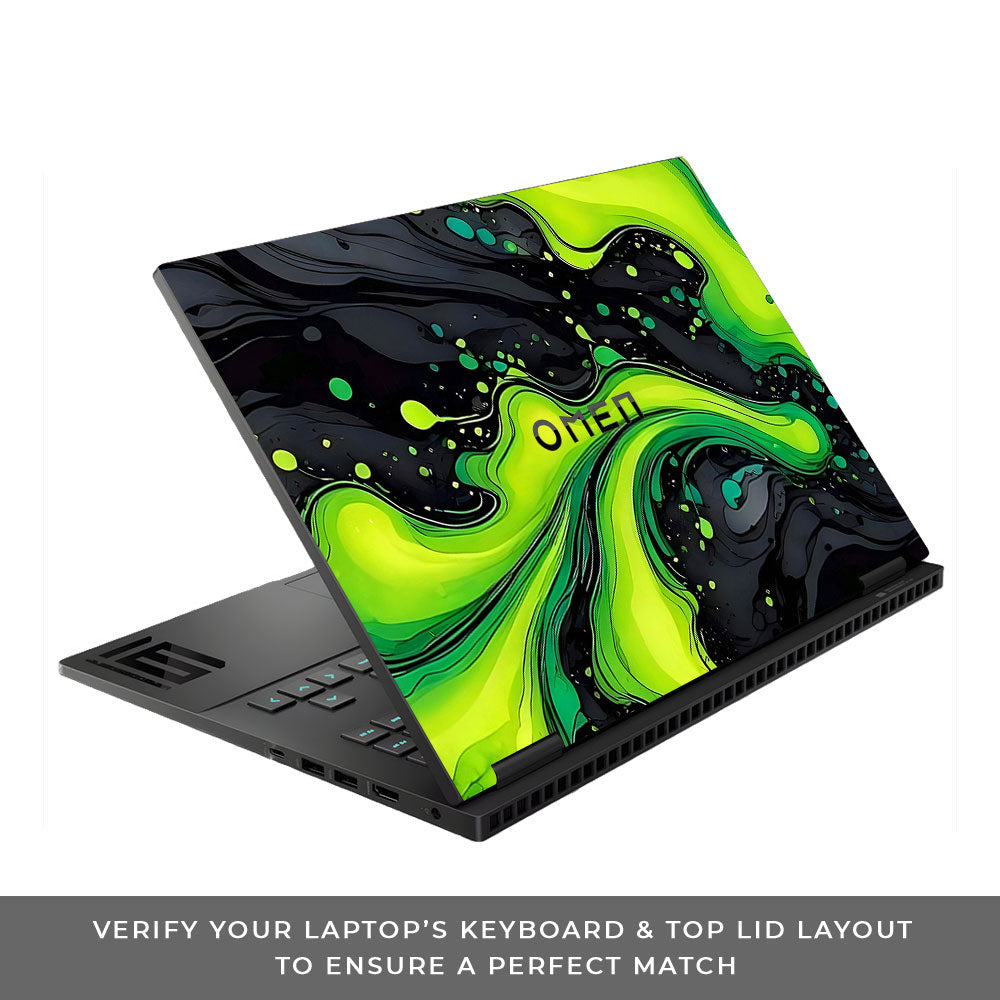 Neon Green Paint Swirls HP Omen Gaming 16 Laptop Skin