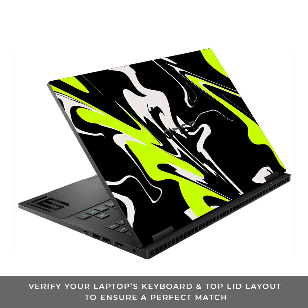 Neon Green and Black Patterns HP Omen Gaming 16 Laptop Skin