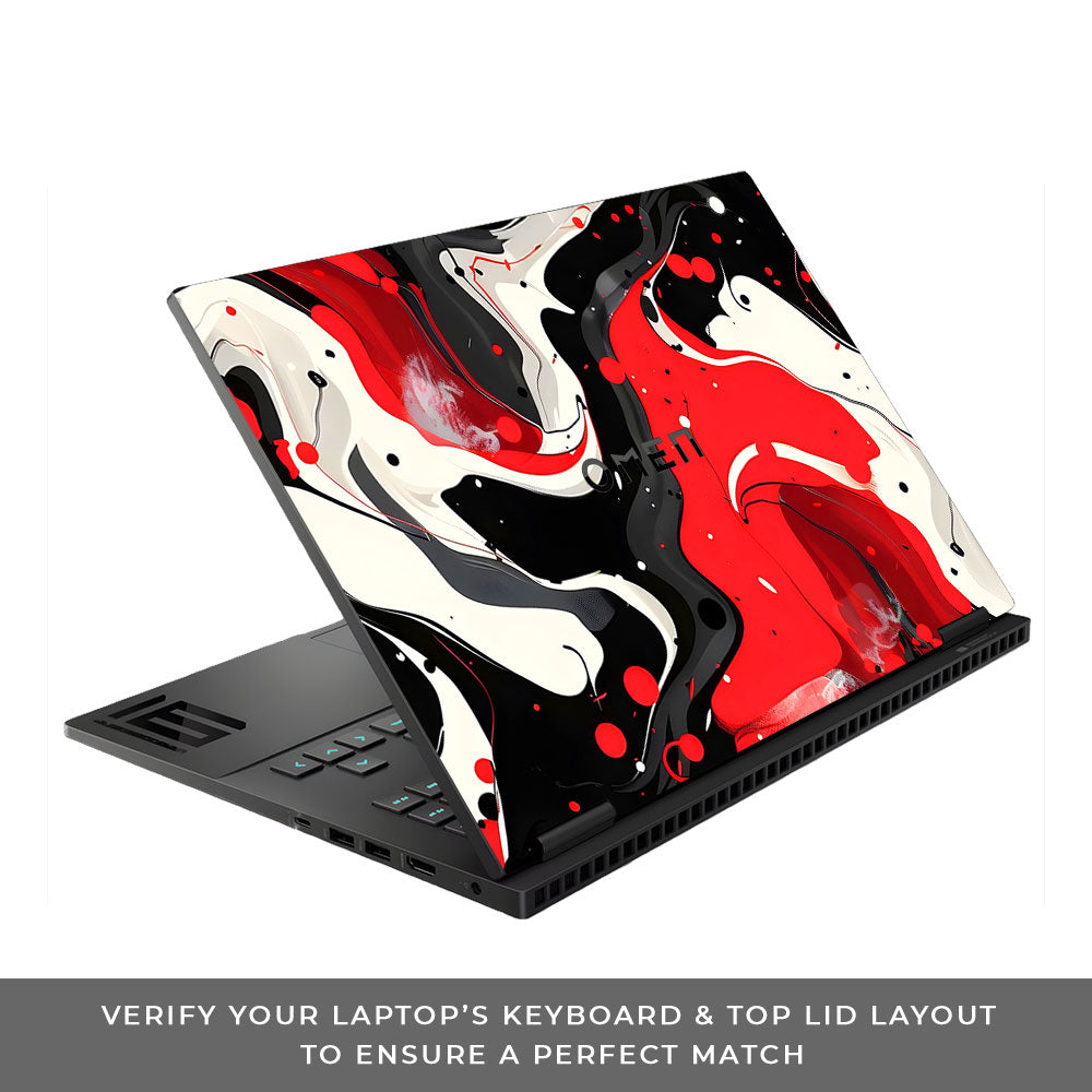 Red and White Paint Swirls HP Omen Gaming 16 Laptop Skin