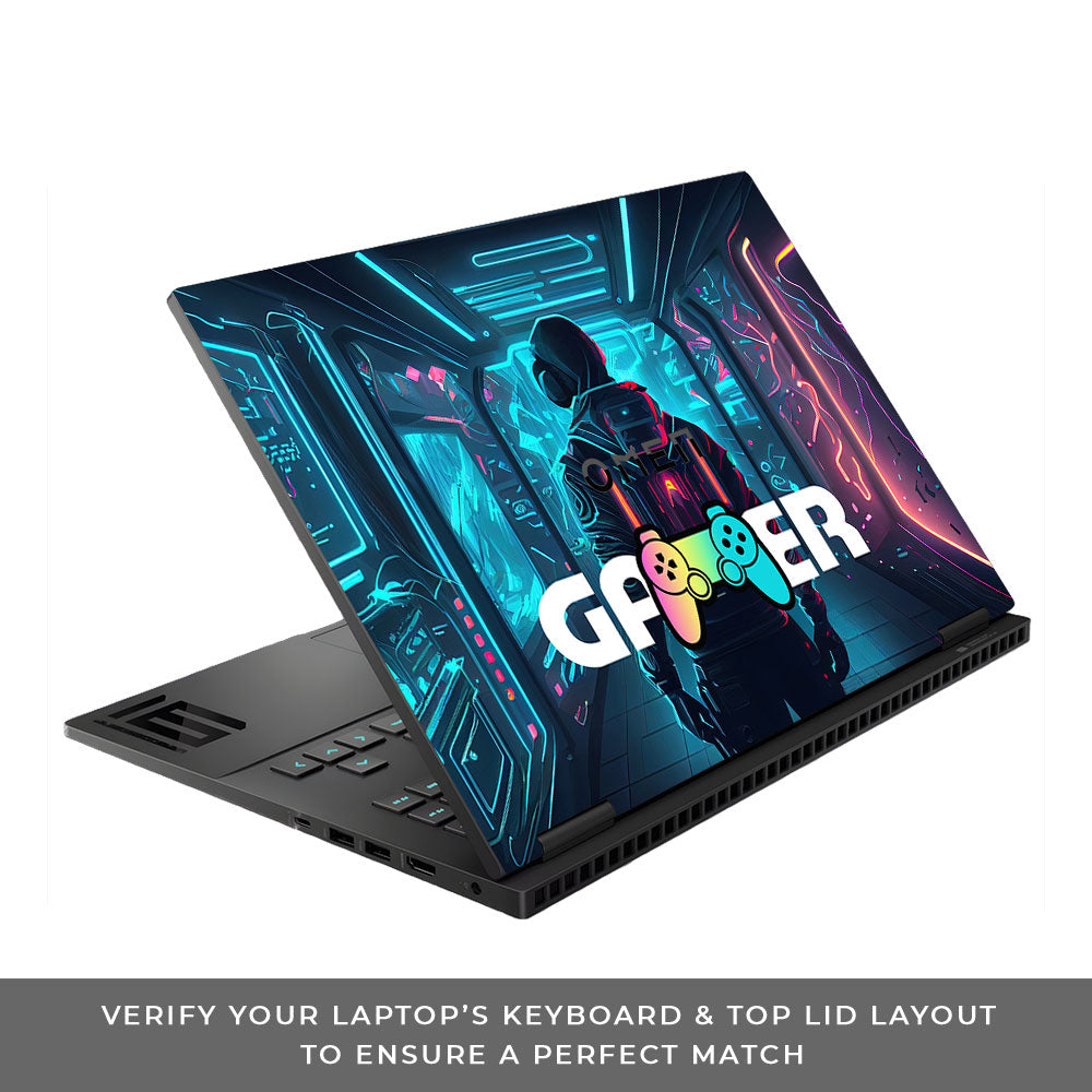 Gamer in Glowing Background HP Omen Gaming 16 Laptop Skin