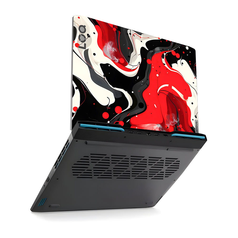 Red and White Paint Swirls Lenovo LOQ 2023 15IRH8, 15APH8 Laptop Skin