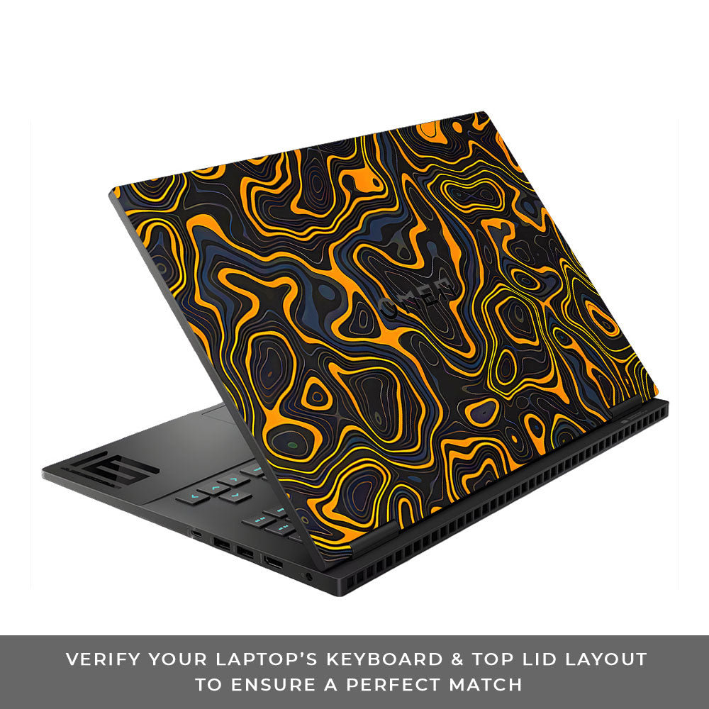 Amber Topographic Waves HP Omen Gaming 16 Laptop Skin