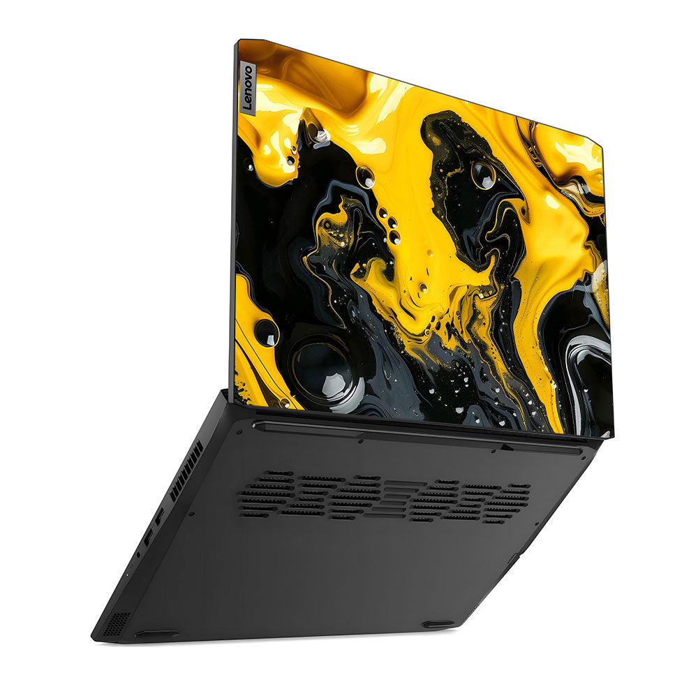 Yellow and Black Paint Swirls Lenovo IdeaPad Gaming 3 15ACH6 and 15IHU6 Laptop Skin