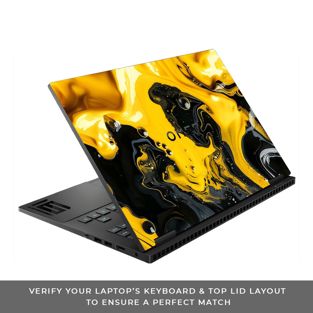 Yellow and Black Paint Swirls HP Omen Gaming 16 Laptop Skin