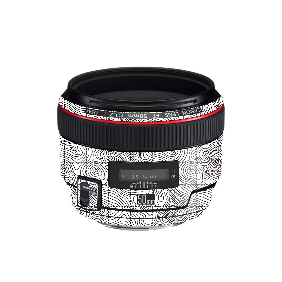 Textured Topo Flow Canon EF 50mm F/1.2 L USM Camera Lens Skin