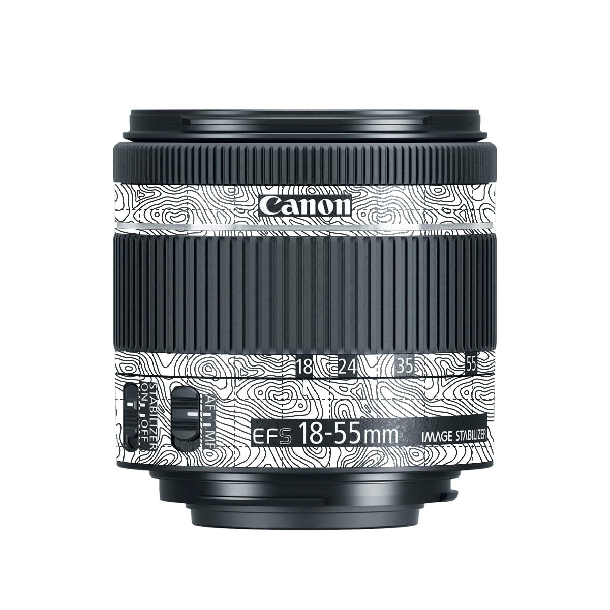 Textured Topo Flow Canon EF-S 18-55mm F/4-5.6 IS STM Camera Lens Skin